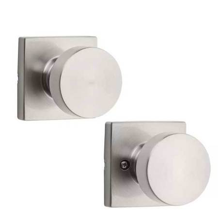 KWIKSET Kwikset: Pismo Passage Door Knob with Square Rose  Satin Nickel KWS-720PSK-SQT-15